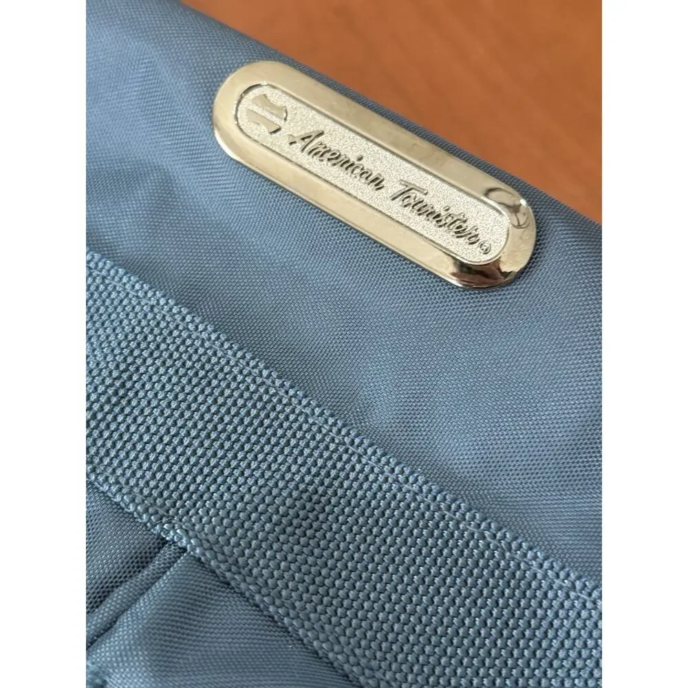 Vintage American Tourister Blue Nylon & Leather Garment Bag Travel Compact